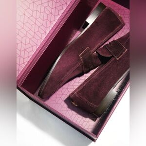$810 Bougeotte Flaneur Suede Women's Loafers in Bordeaux Red Flats